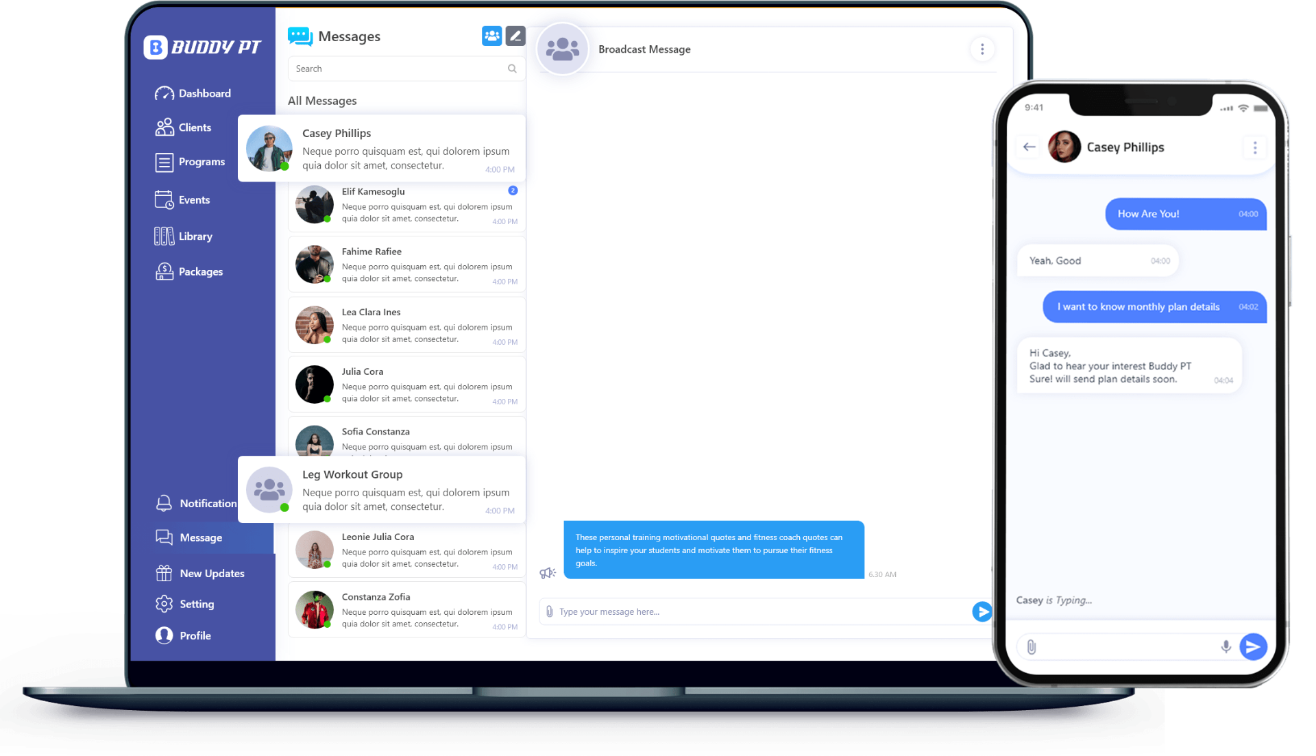 Messaging Interface - Desktop and Mobile View