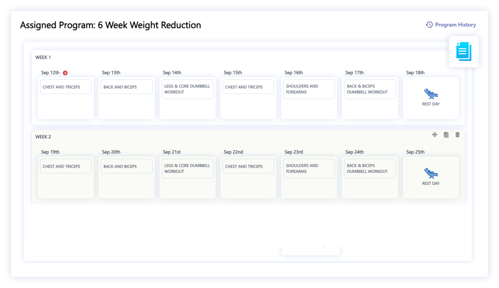 Week Cloning Feature