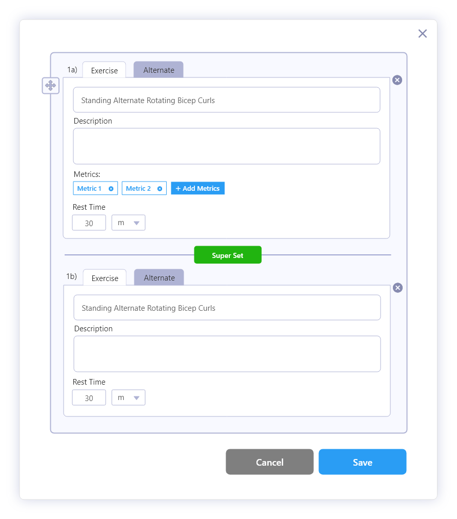 Superset Exercise Builder Interface
